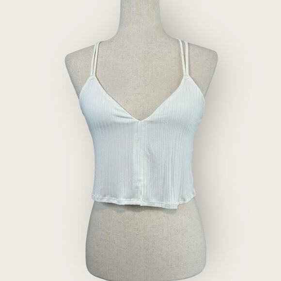 NWT | Aerie | Ribbed Crop Top Bralette | White | Medium - Picture 2 of 15